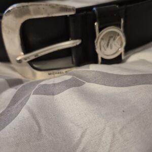 Michael Kors Black Belt with Silver Accents
